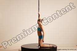 Underwear Gymnastic poses Woman White Moving poses Slim long blond Dynamic poses Academic